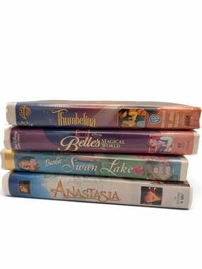 Vintage Animated VHS Tapes Lot Thumbelina Barbie Anastasia